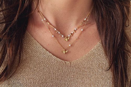 Andrena Bee 2 Layered Gemstone Necklace Set